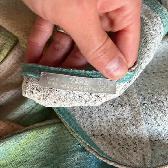 Zara Long Strappy Sea Green Lace Trimmed Dress - Picture 9 of 11